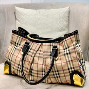 Burberry Bicolor Haymarket Check Tote Bag