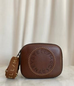 Stella Mccartney Brown Mini Logo Camera Crossbody bag
