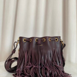 YSL Burgundy Emmanuelle Fringed Hand Bag