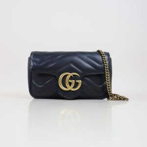 Gucci Black Marmont mini Shoulder Bag with Chain