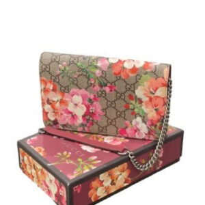 Gucci Bicolor GG Monogram Blooms Chain Wallet