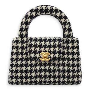 Houndstooth Kelly (19cm) Mini Multi-colour Crossbody Bag in Tweed, Gold hardware