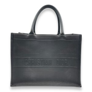 Book Tote Medium Black Top Handle Bag in Calfskin