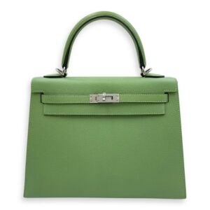 Sellier Kelly 25 Vert Criquet in Epsom, Palladium hardware