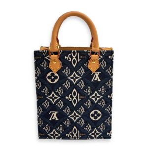 Sac Plat Blue Crossbody Bag in Denim, Gold hardware