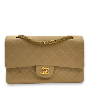 Vintage Classic (DF) 2.55 Beige Shoulder Bag in Lambskin, Gold hardware