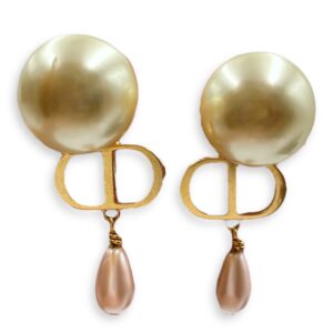 Dior Tribales White/Pink Earrings in Pearl, Gold hardware