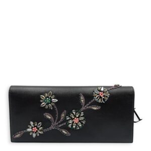 Jayne Vif Black Clutch in Calfskin, Silver hardware