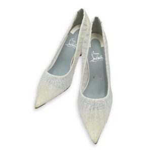 Kate Draperia 37.5 White Pumps in Satin, Crystals