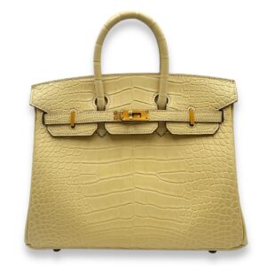Birkin 25 Vanille in Matte Alligator, Gold hardware