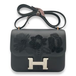 Constance Mirror Dancing Flowers 18 Black in Swift, Palladium hardware