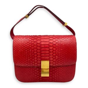 Classic Box Medium Red Flap Bag, Gold hardware