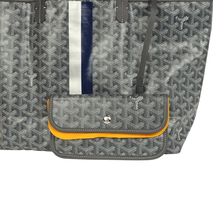 Goyard Goyardine Canvas Grey Hand-Painted Saint Louis PM Tote Palladium Hardware - Image 8