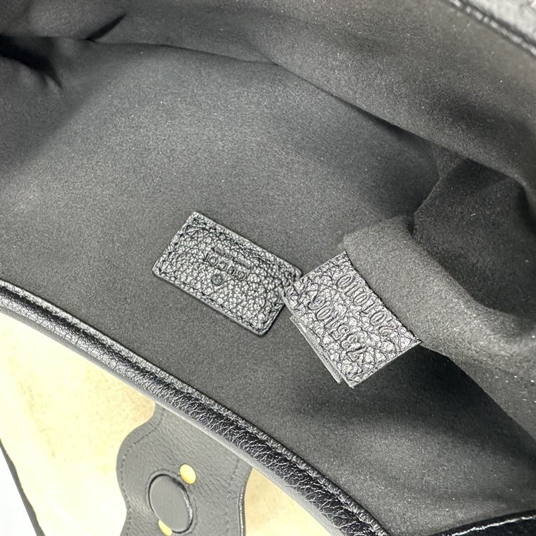 Aphrodite small shoulder bag Black soft leather Moiré lining - Image 8