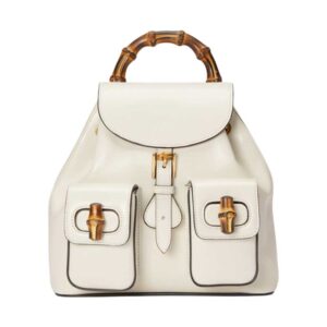 Bamboo backpack White leather - GB048