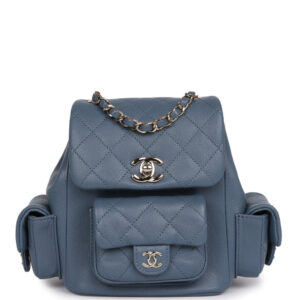 Chanel Mini Duma Backpack Blue Caviar Light Gold Hardware