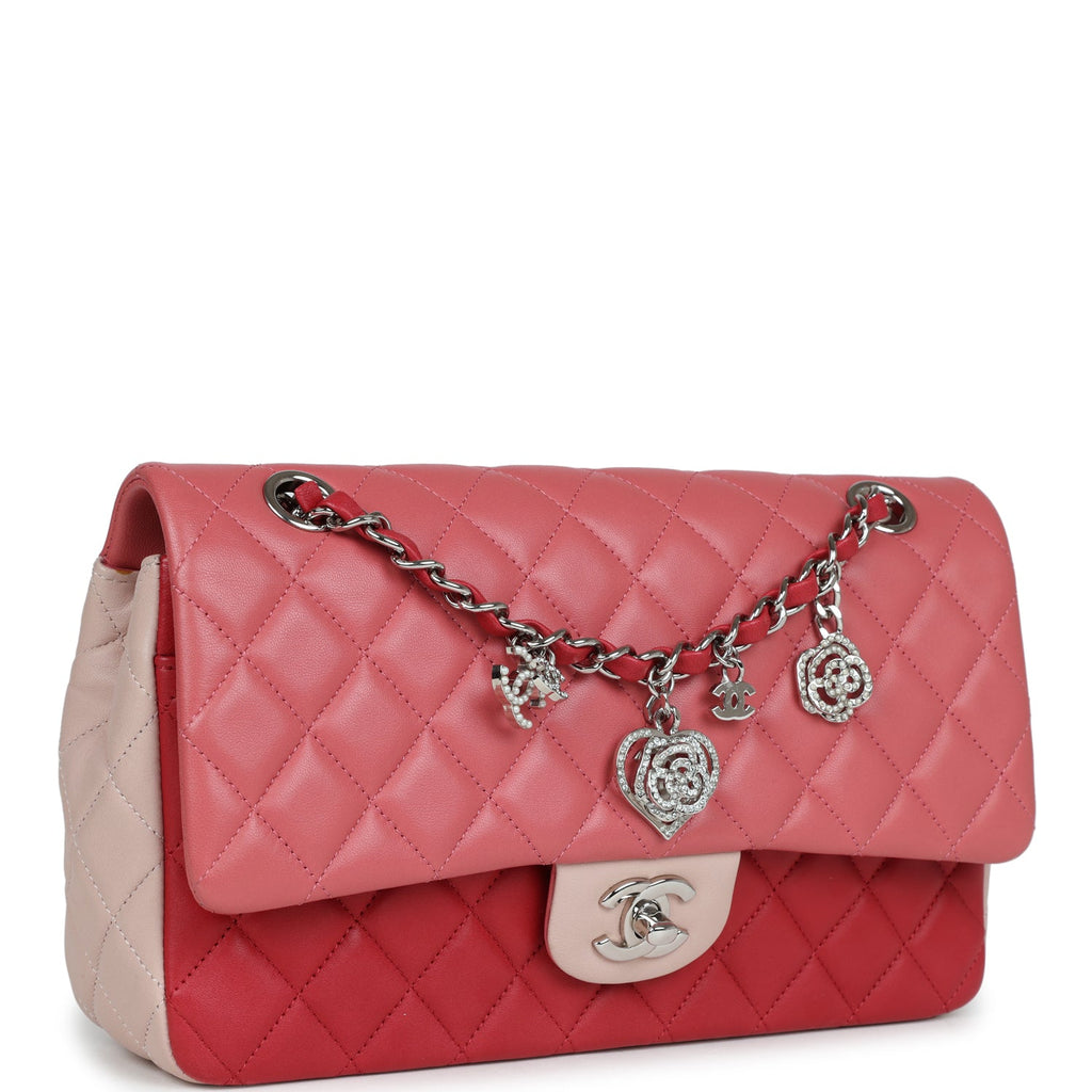 Pre-owned Chanel Medium Valentine Single Flap Bag Tricolored Lambskin Silver Hardware - Image 3