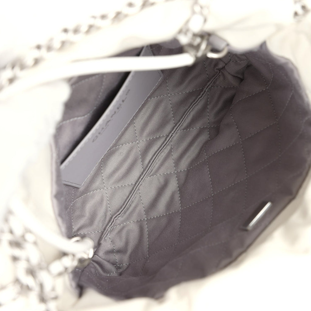 Chanel Mini 22 Bag White and Silver Ombre Metallic Calfskin Silver Hardware - Image 10