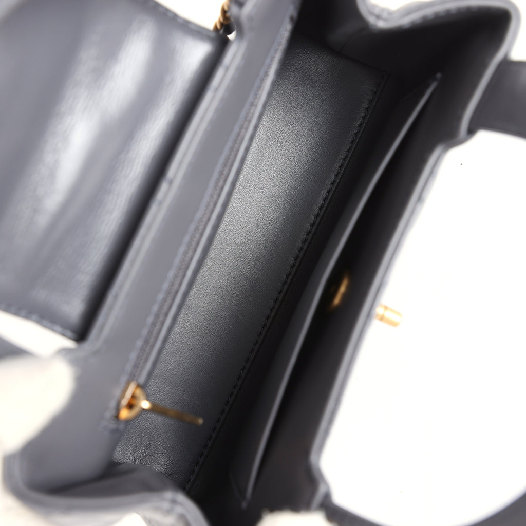 Chanel Small Kelly Shopper Dark Grey Shiny Aged Calfskin Brushed Gold Hardware - Image 9