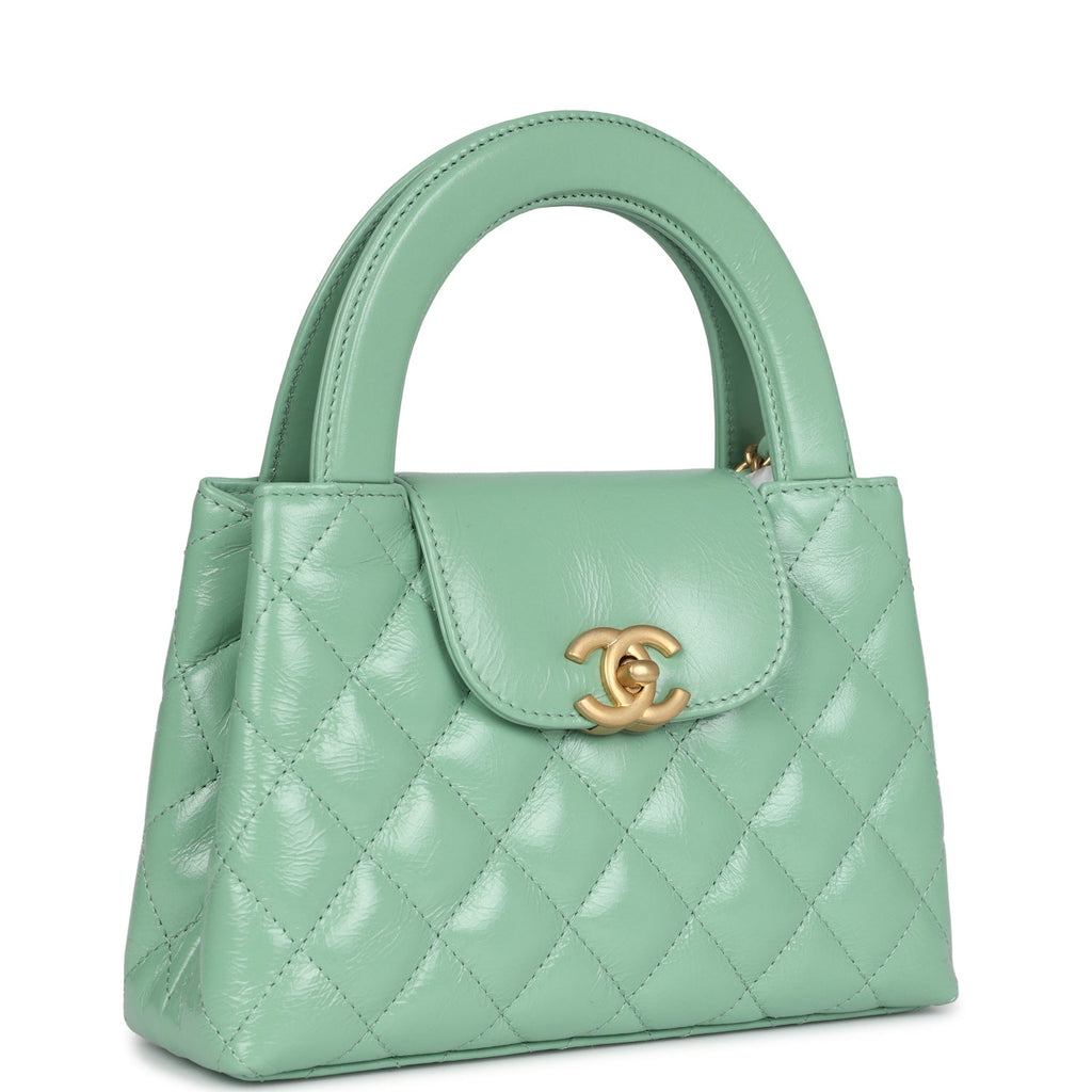 Chanel Small Kelly Shopper Light Green Shiny Aged Calfskin Brushed Gold Hardware - Image 3