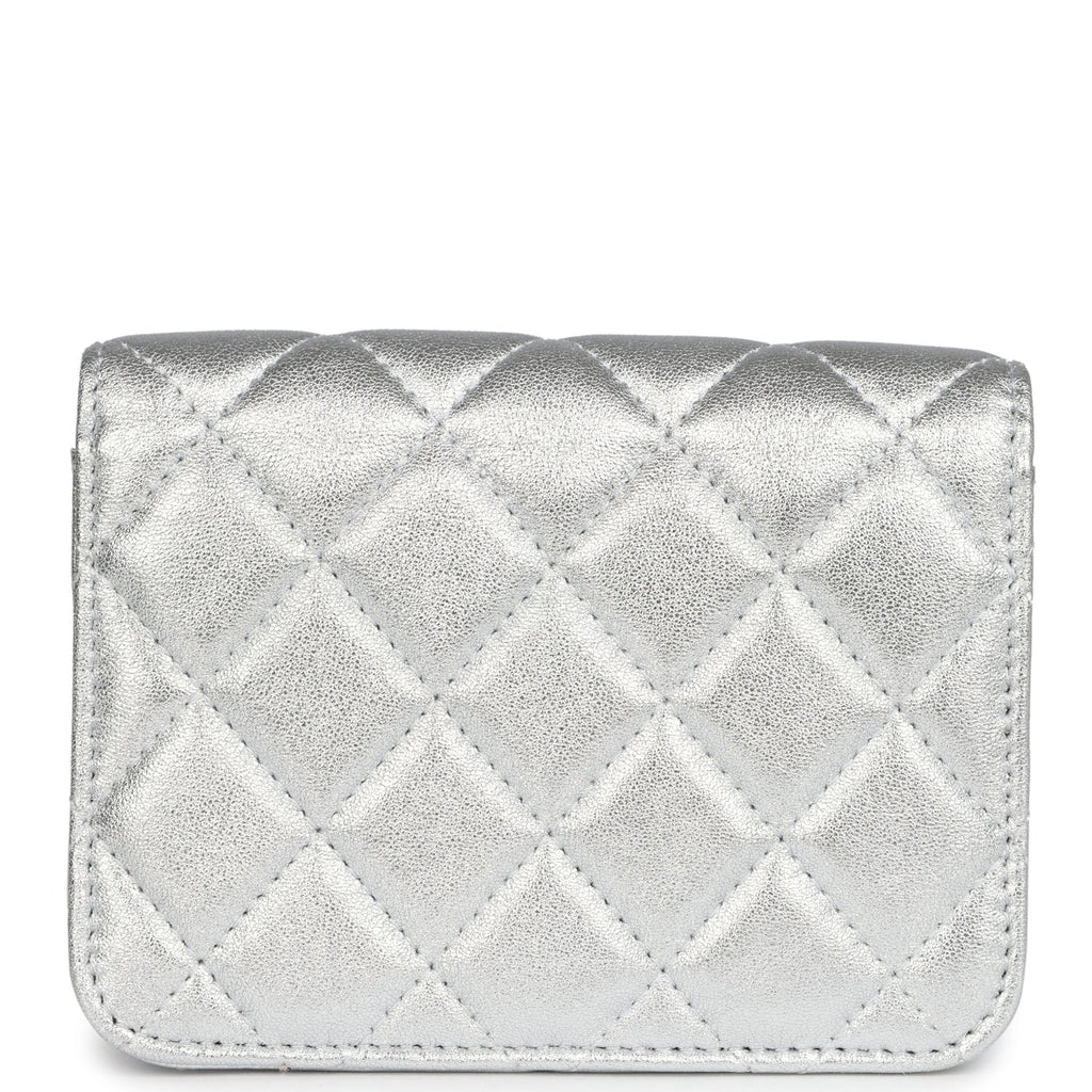 Chanel Crystal CC Walk Of Fame Clutch on Chain Silver Metallic Goatskin Silver Hardware - Image 6
