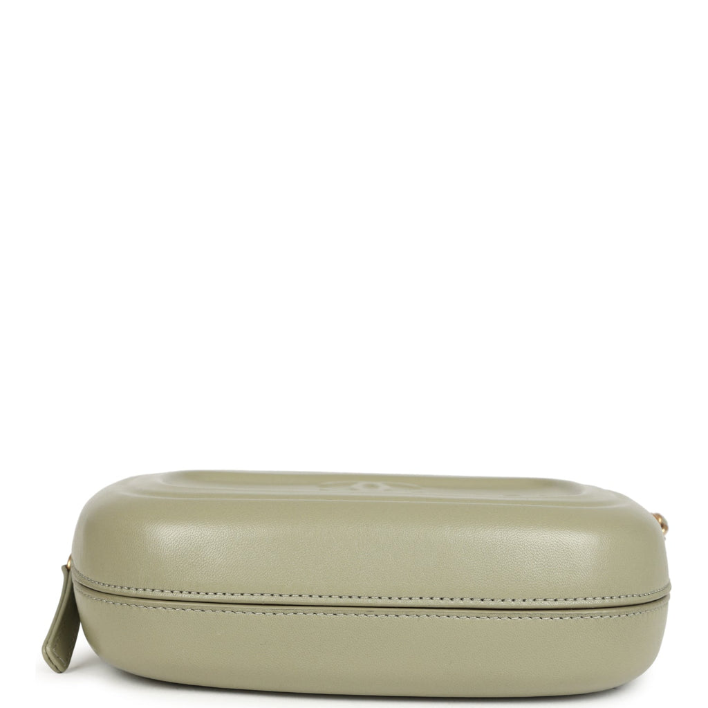 Chanel Mini "Savon De Marseille" Camera Case Bag Khaki Shiny Lambskin Brushed Gold Hardware - Image 9