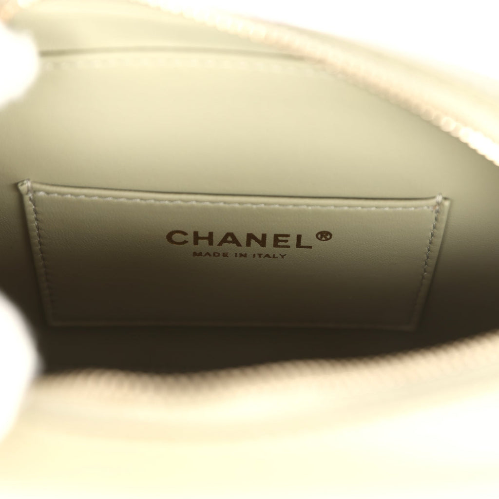Chanel Mini "Savon De Marseille" Camera Case Bag Khaki Shiny Lambskin Brushed Gold Hardware - Image 11