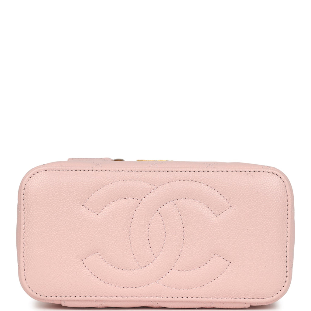 Chanel Small CC Vanity Case Light Pink Caviar Faux Pearls Brushed Gold Hardware - Image 7