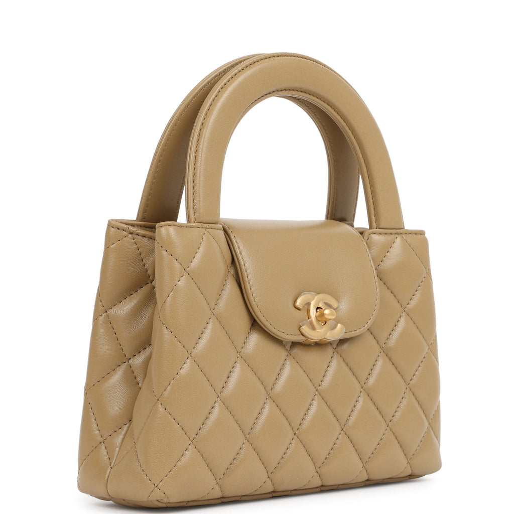 Chanel Small Kelly Shopper Dark Beige Shiny Lambskin Antique Gold Hardware - Image 3