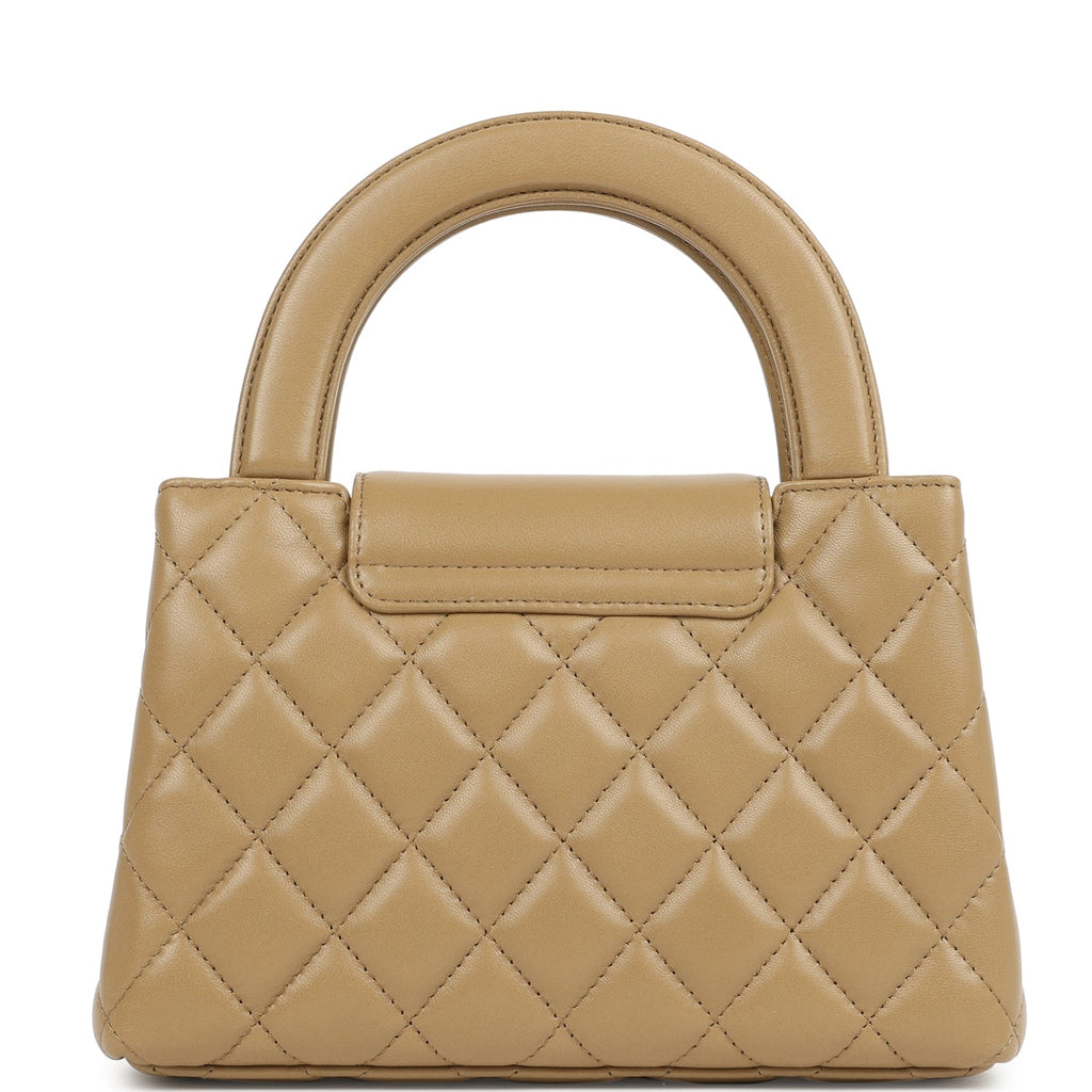 Chanel Small Kelly Shopper Dark Beige Shiny Lambskin Antique Gold Hardware - Image 5