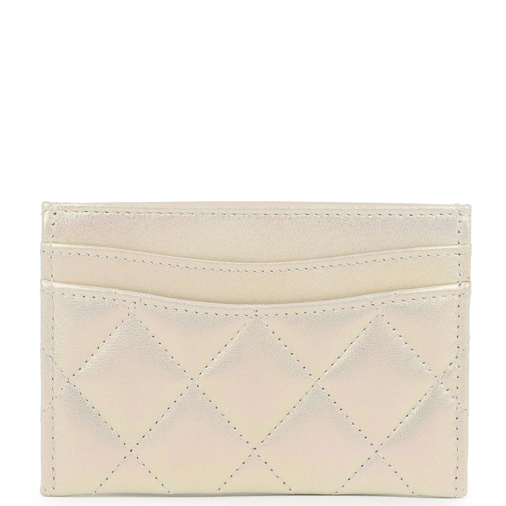Chanel Classic Card Holder Wallet Iridescent Ivory Lambskin Light Gold Hardware - Image 5