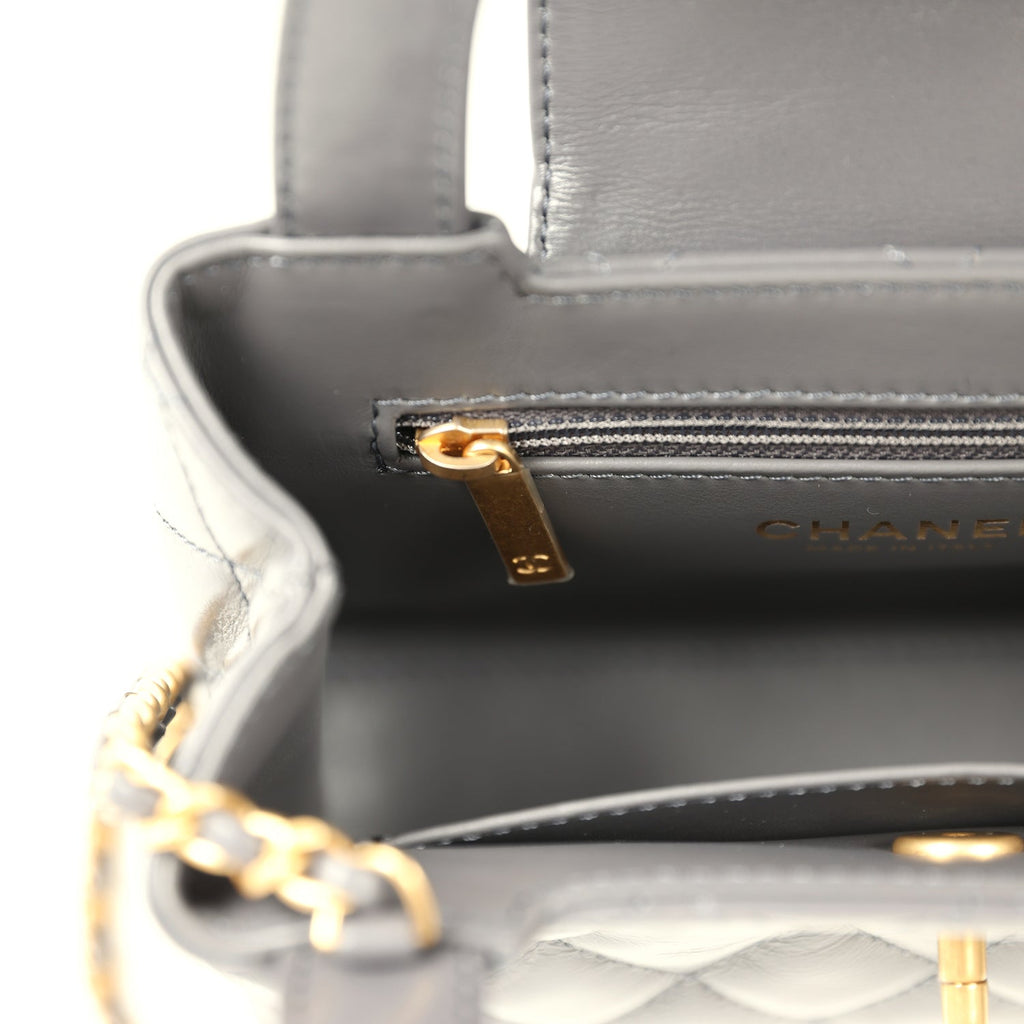 Pre-owned Chanel Small Kelly Shopper Grey Shiny Aged Calfskin Brushed Gold Hardware - Image 10