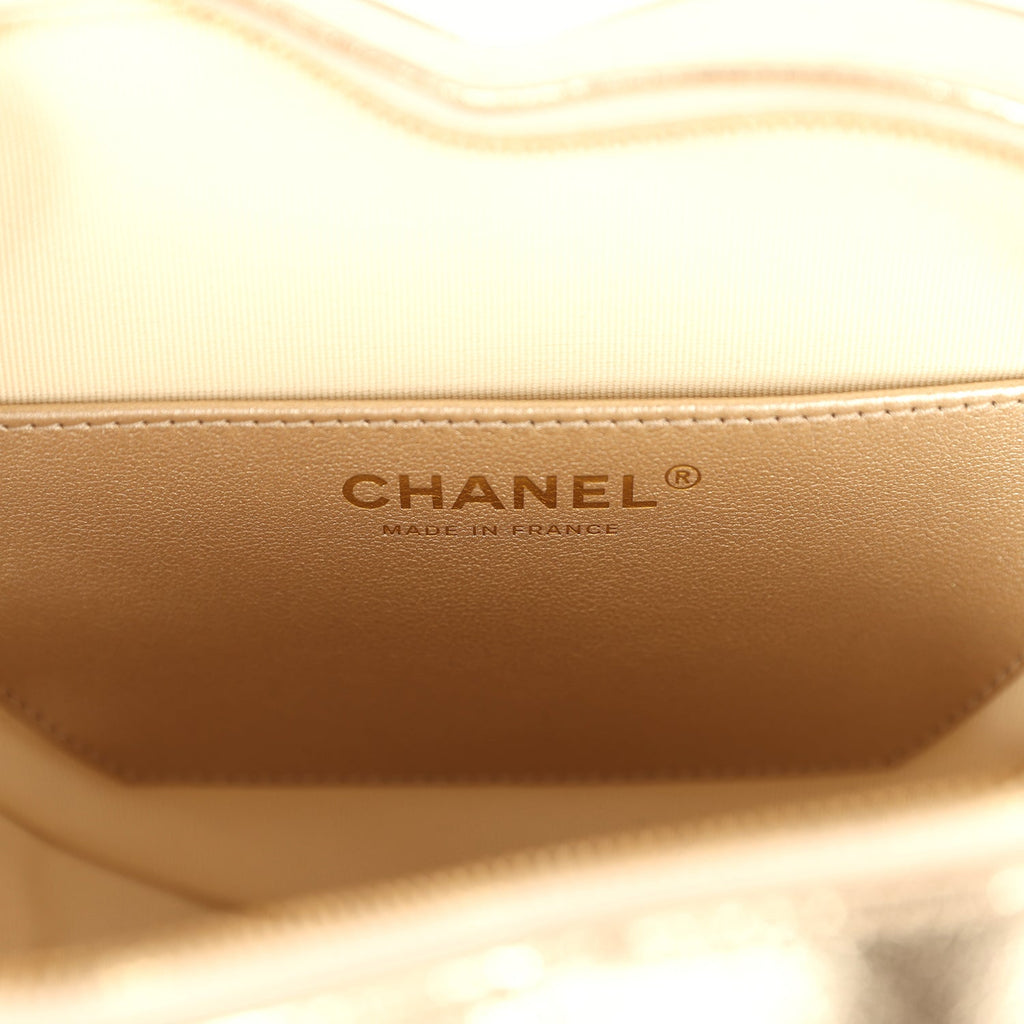 Chanel CC In Love Large Heart Bag with Chain Gold Metallic Lambskin Light Gold Hardware - Image 10
