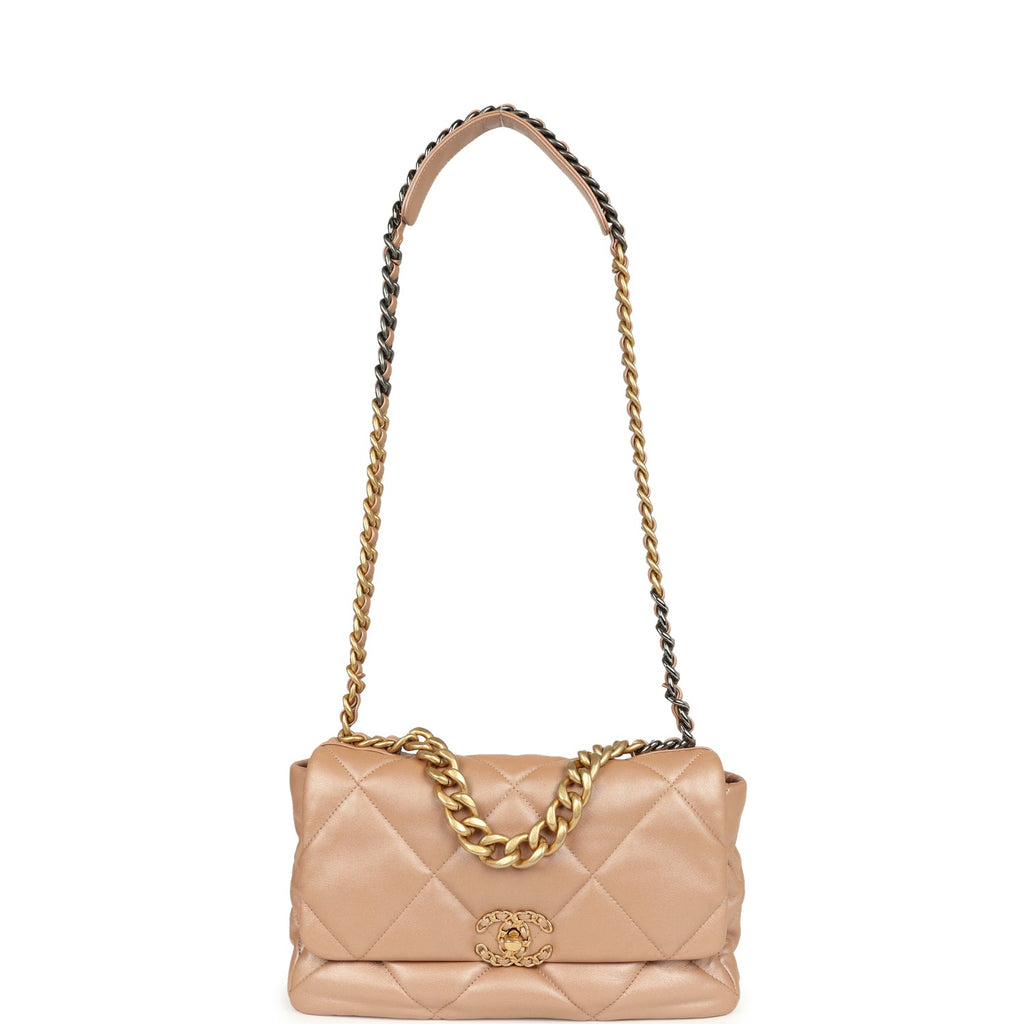 Pre-owned Chanel Large 19 Flap Bag Pearly Blush Shiny Lambskin Mixed Metal Hardware - Image 8