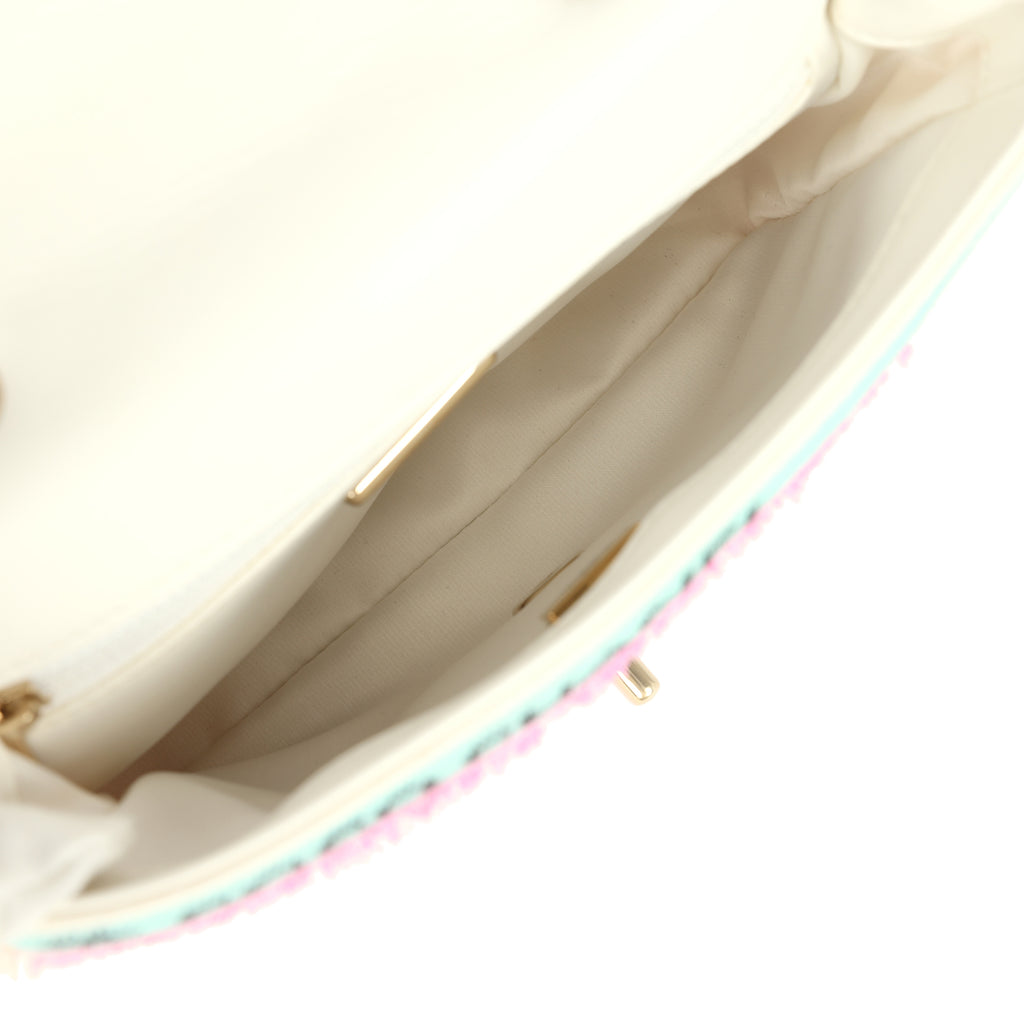 Chanel Mini Striped Coco Flap Bag Multicolor White Sequins Light Gold Hardware - Image 9