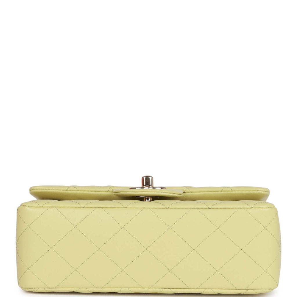 Chanel Mini Rectangular Flap Bag Light Green Lambskin Light Gold Hardware - Image 7