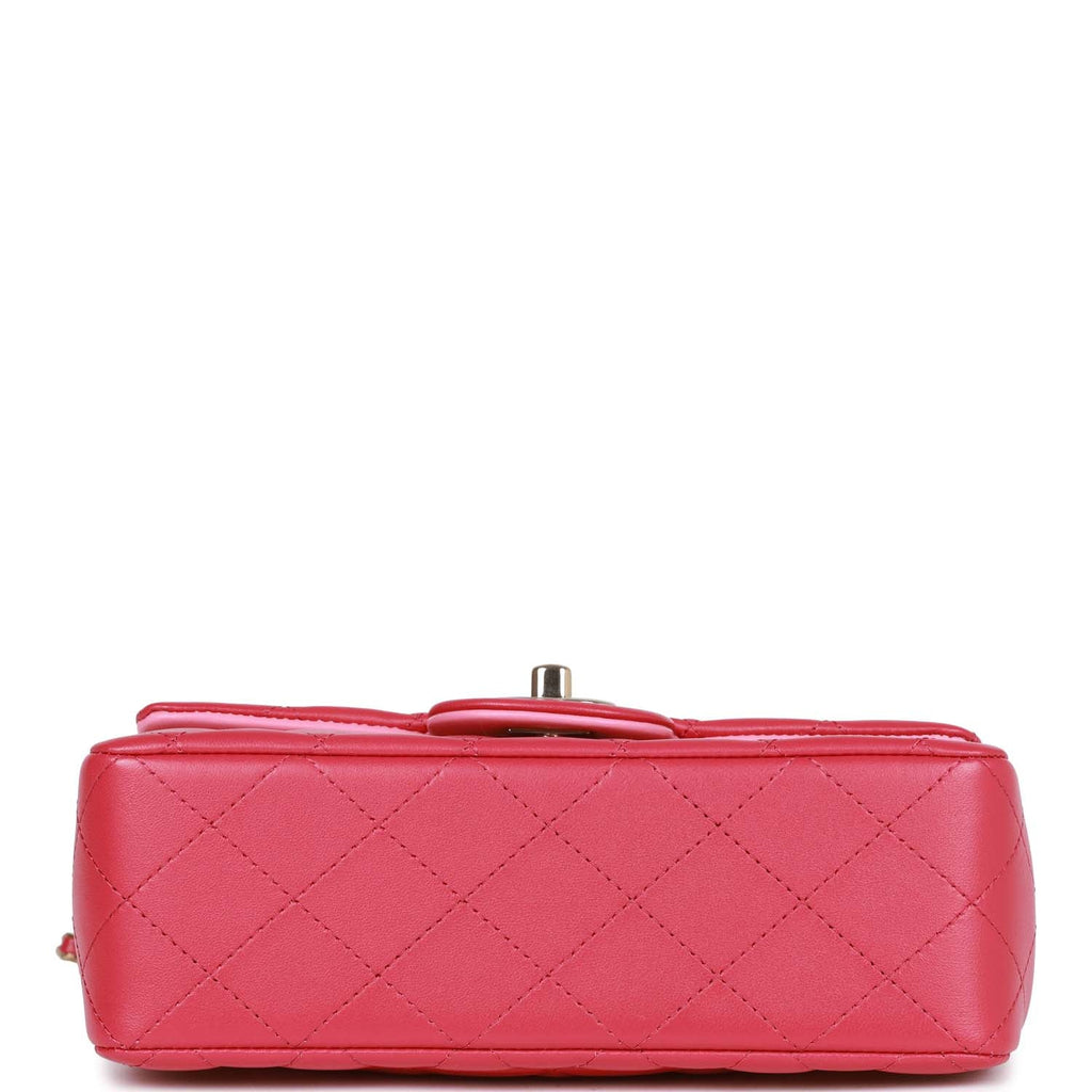 Chanel Mini Rectangular Flap with Top Handle Pink Lambskin Light Gold Hardware - Image 7