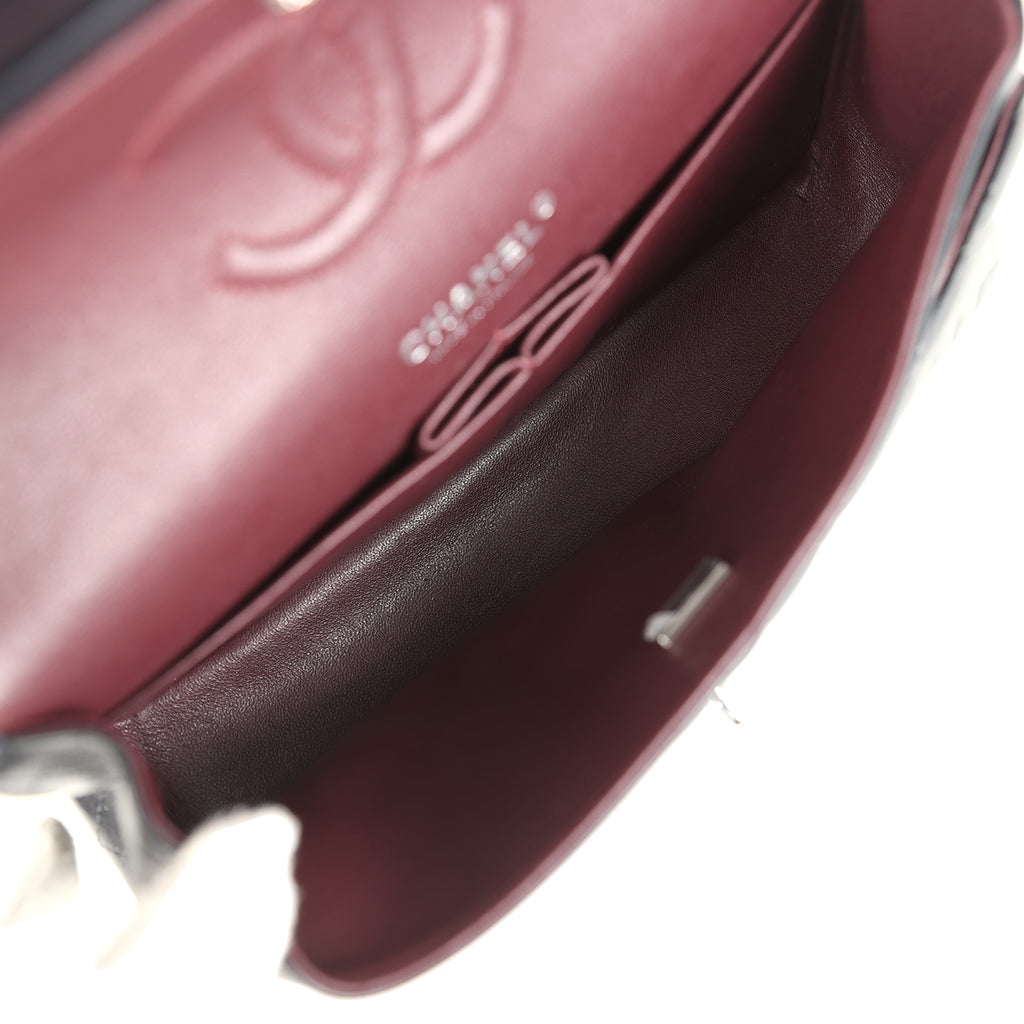 Pre-owned Chanel Medium Classic Double Flap Bag Black Lambskin Silver Hardware - Image 10