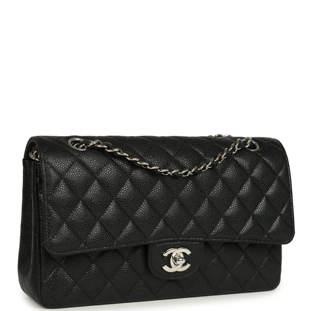 Pre-owned Chanel Medium Classic Double Flap Black Caviar Silver Hardware - Image 3