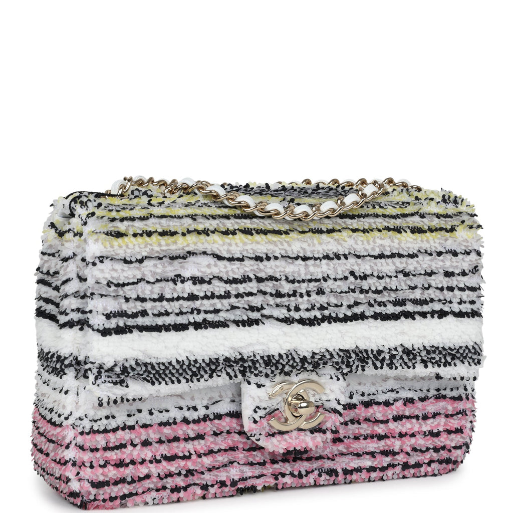 Chanel Mini Rectangular Flap White Multicolor Sequin Light Gold Hardware - Image 3