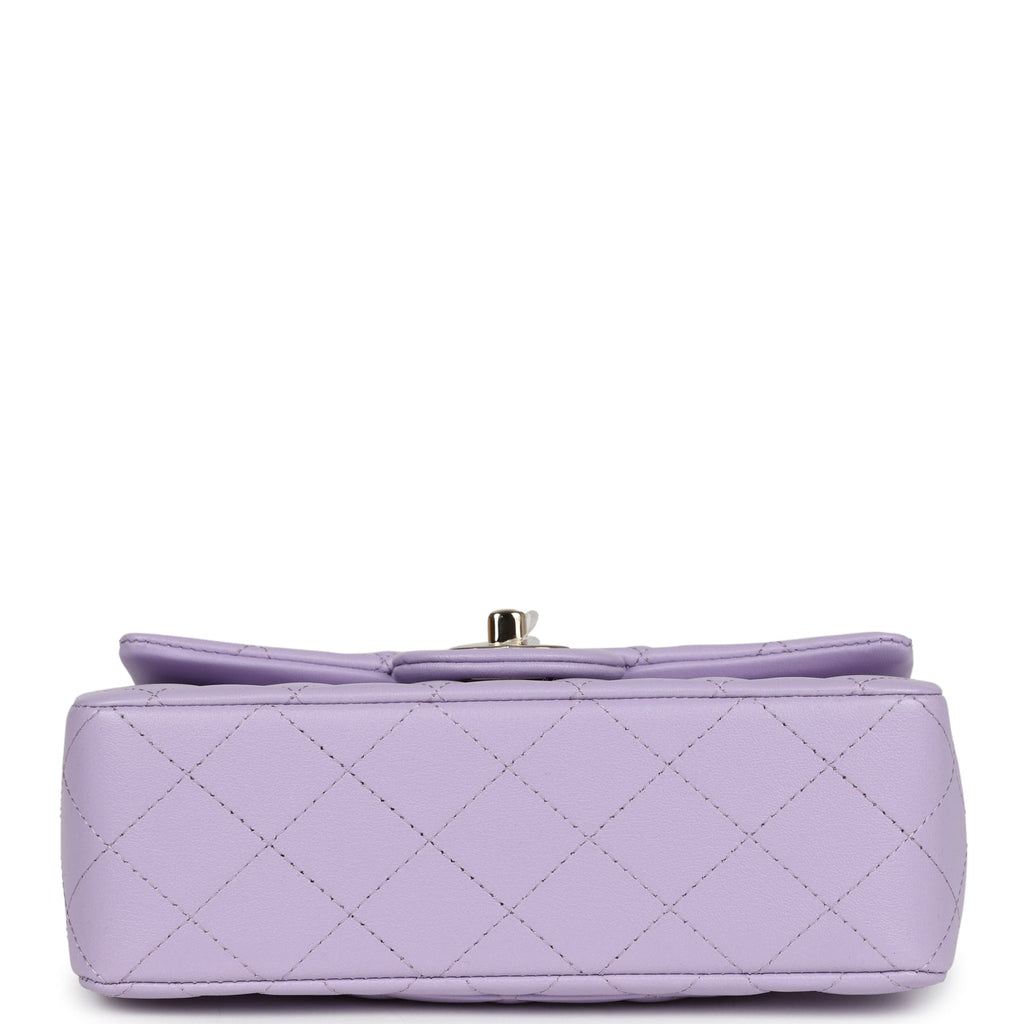 Chanel Mini Rectangular Flap Bag with Top Handle Lilac Lambskin Light Gold Hardware - Image 7