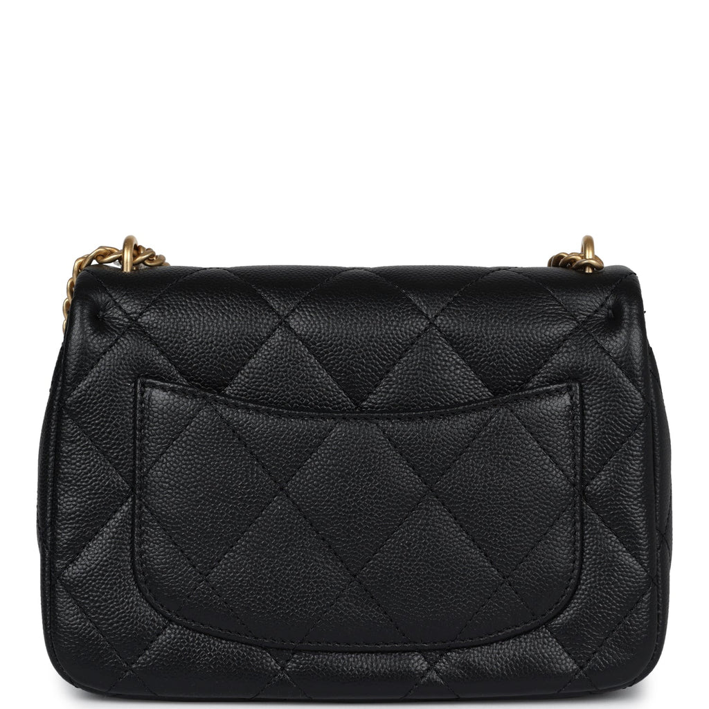 Chanel Mini Sweetheart Crush Square Flap Bag Black Caviar Antique Gold Hardware - Image 5