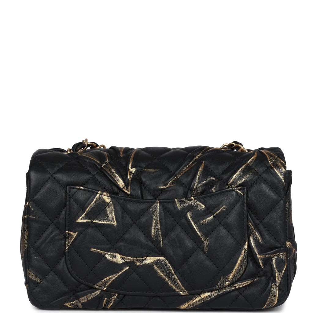 Chanel Mini Rectangular Flap Black and Gold Aged Calfskin Antique Gold Hardware - Image 5