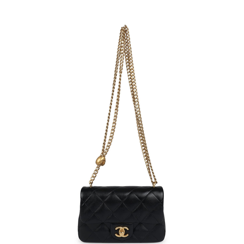 Chanel Mini Sweetheart Crush Square Flap Bag Black Shiny Calfskin Antique Gold Hardware - Image 8