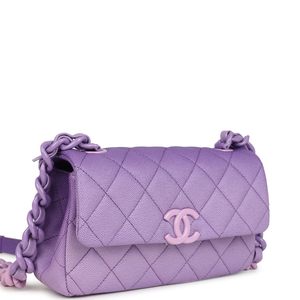 Chanel Mini Rectangular Flap Bag Ombre Purple Caviar Lacquered Metal Hardware - Image 3