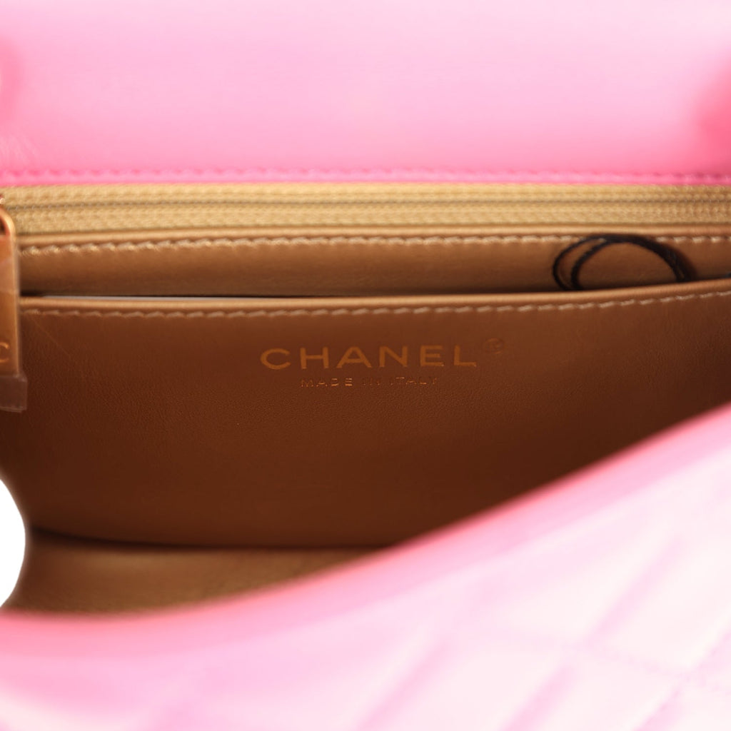 Chanel Mini Pearl Crush Square Flap Bag Pink Lambskin Brushed Gold Hardware - Image 11