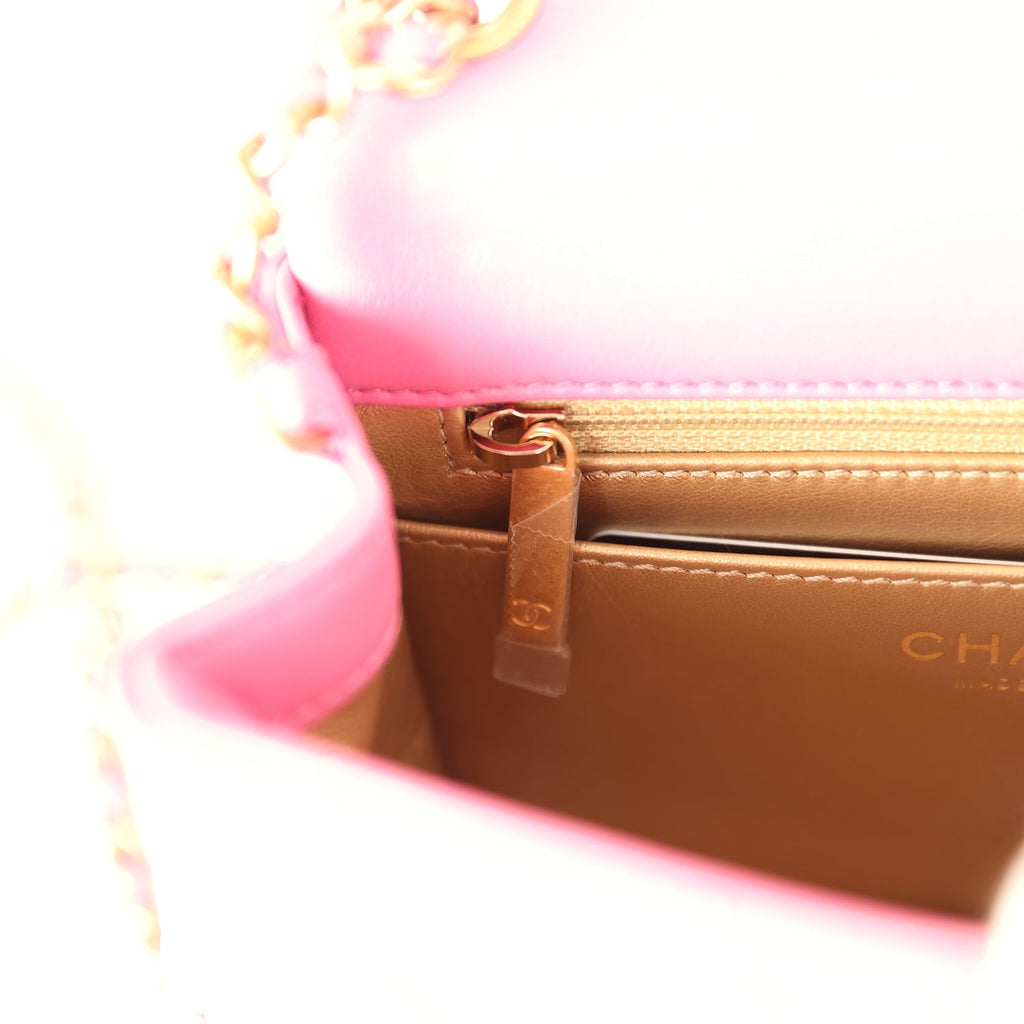 Chanel Mini Pearl Crush Square Flap Bag Pink Lambskin Brushed Gold Hardware - Image 12