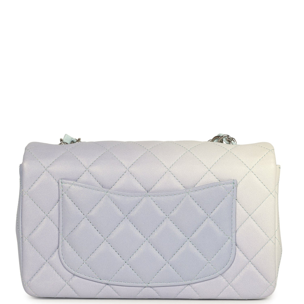 Pre-owned Chanel Mini Classic Rectangular Flap Bag Ombre Purple Iridescent Lambskin Silver Hardware - Image 5
