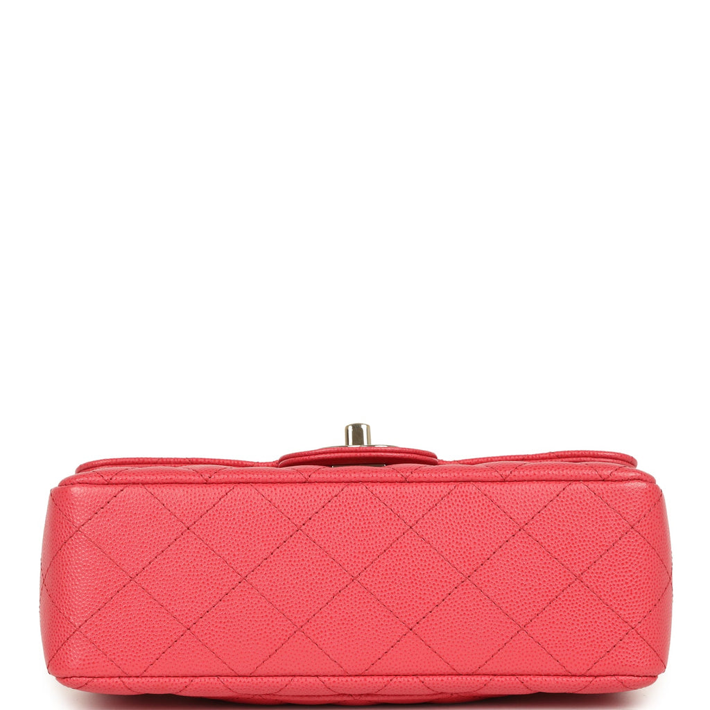 Pre-owned Chanel Mini Classic Rectangular Flap Bag Dark Pink Caviar Light Gold Hardware - Image 7