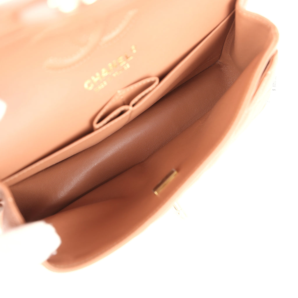 Chanel Small Classic Double Flap Bag Caramel Lambskin Light Gold Hardware - Image 10